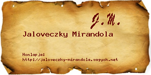 Jaloveczky Mirandola névjegykártya